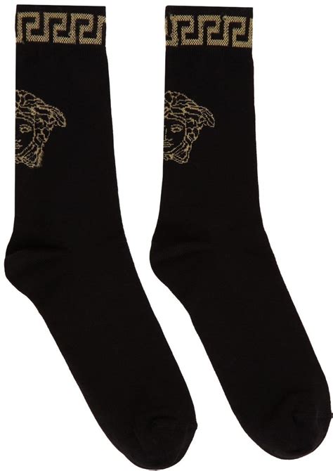 versace black socks|Versace socks black and gold.